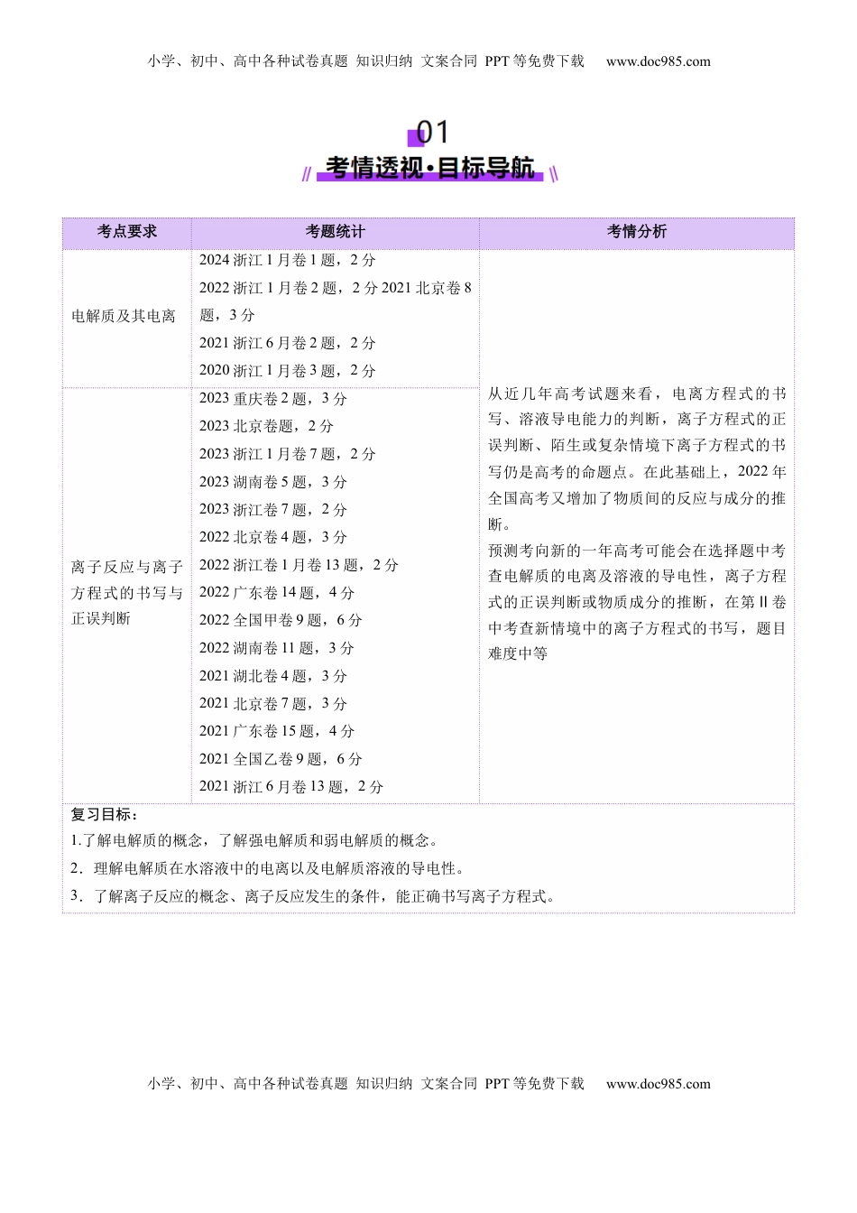 高考化学复习  第02讲 离子反应、离子方程式（讲义）（原卷版）.docx