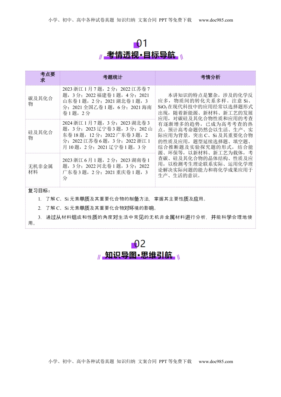 高考化学复习  第04讲  碳、硅及无机非金属材料(讲义)(原卷版).docx