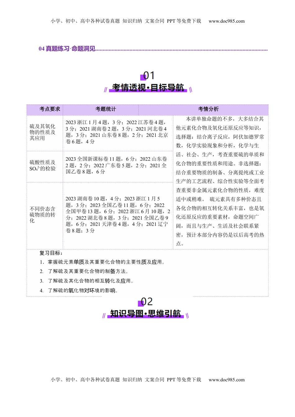 高考化学复习  第02讲  硫及其重要化合物(讲义)(解析版).docx