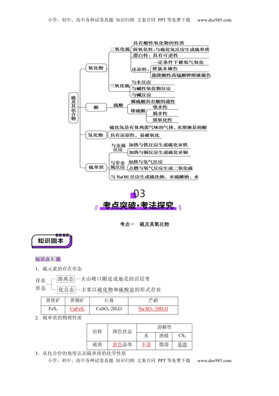 高考化学复习  第02讲  硫及其重要化合物(讲义)(解析版).docx
