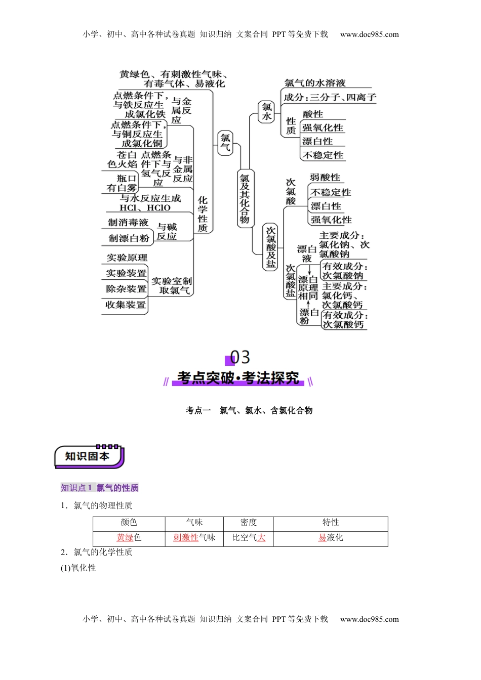 高考化学复习  第01讲  氯及其重要化合物(讲义)(解析版).docx