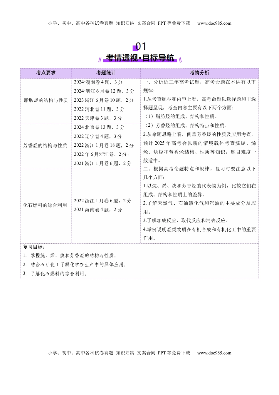 高考化学复习  第02讲 烃（讲义）（原卷版）.docx