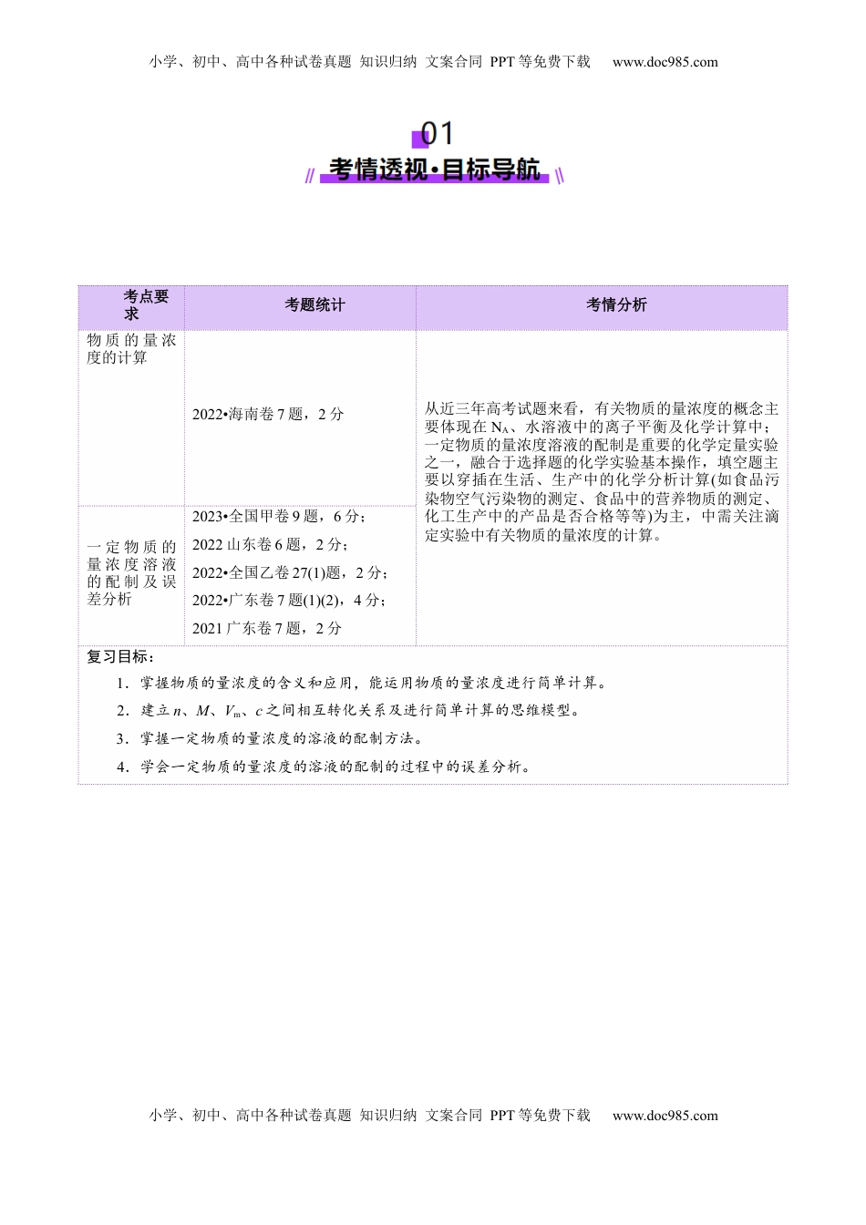 高考化学复习  第02讲  物质的量浓度(讲义)(解析版).docx