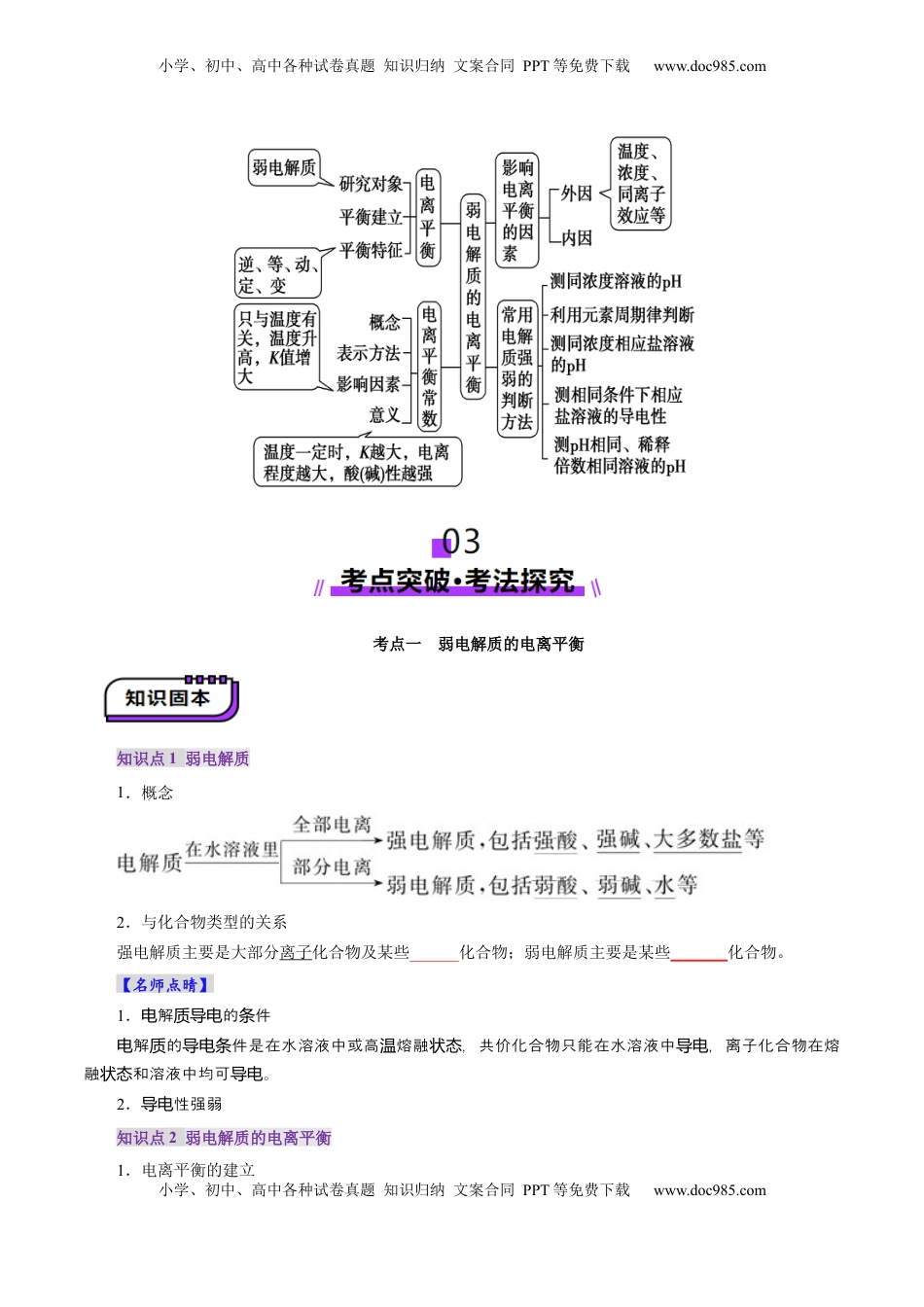 高考化学复习  第01讲  电离平衡(讲义)(原卷版).docx