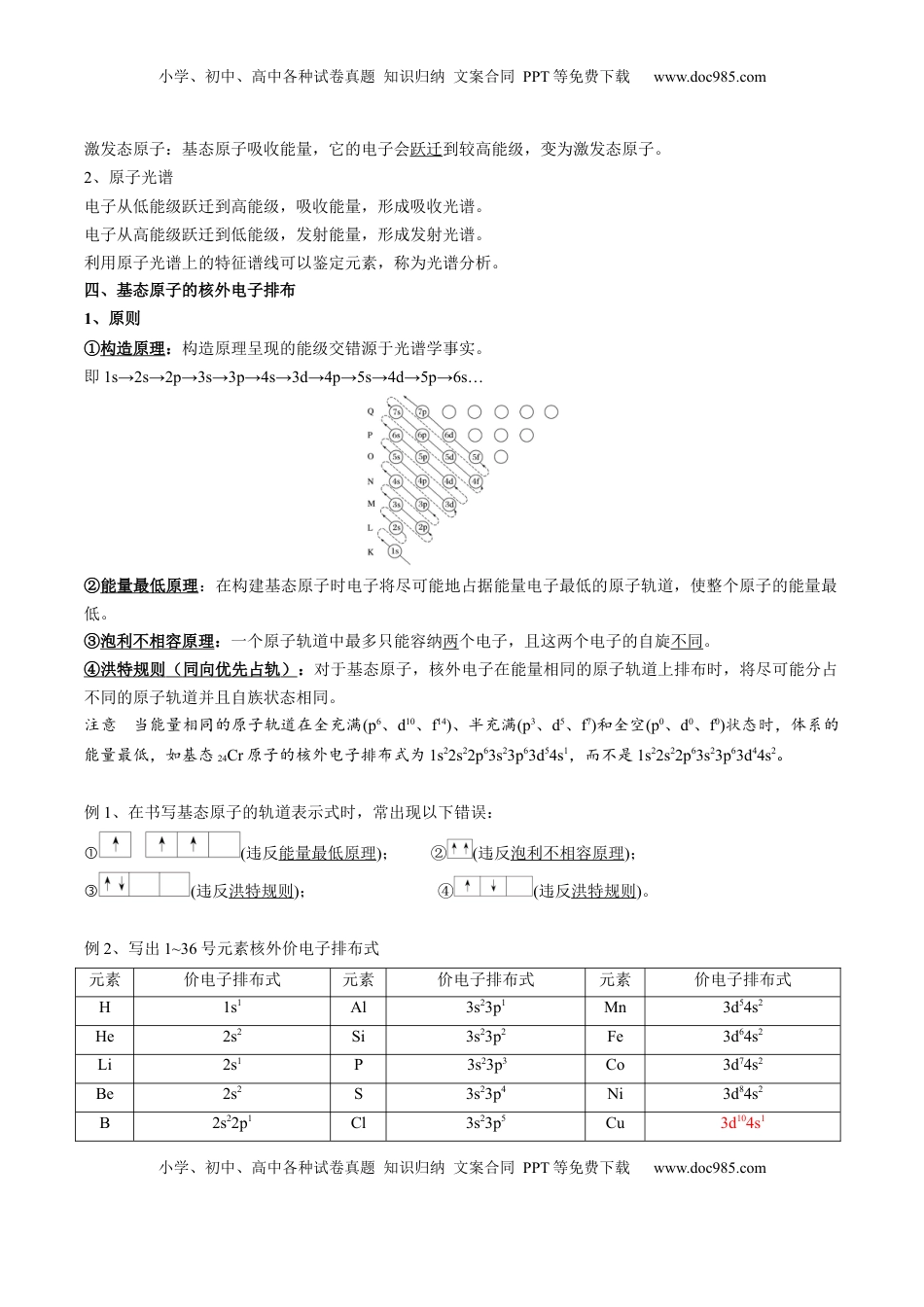 高考化学复习  01 考点二 电子排布（教师版）.docx