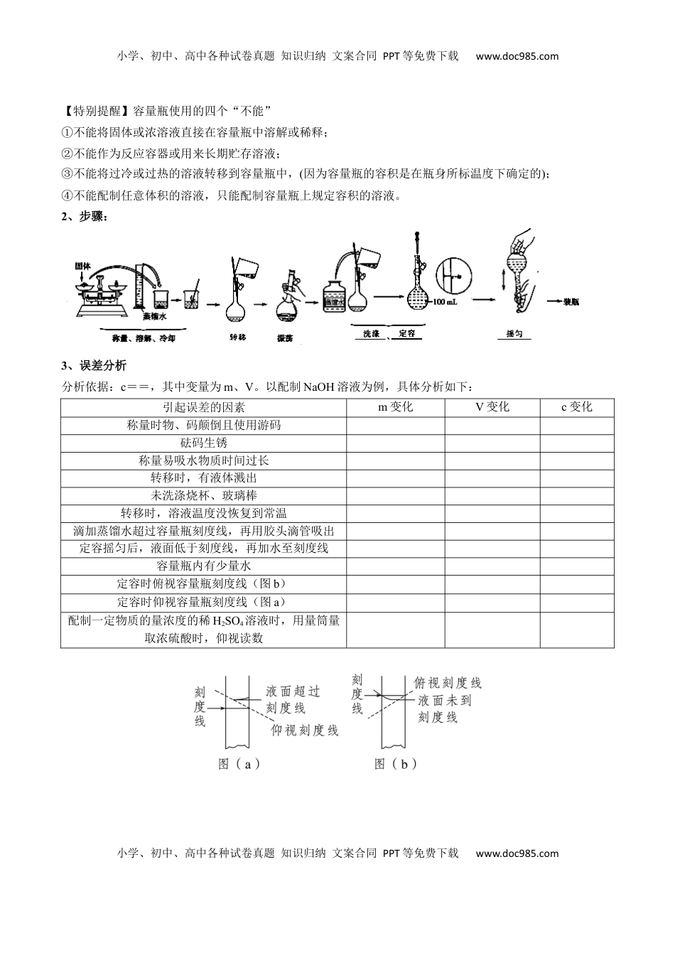 高考化学复习  考点二 物质的量在化学实验中的应用（学生版）.docx