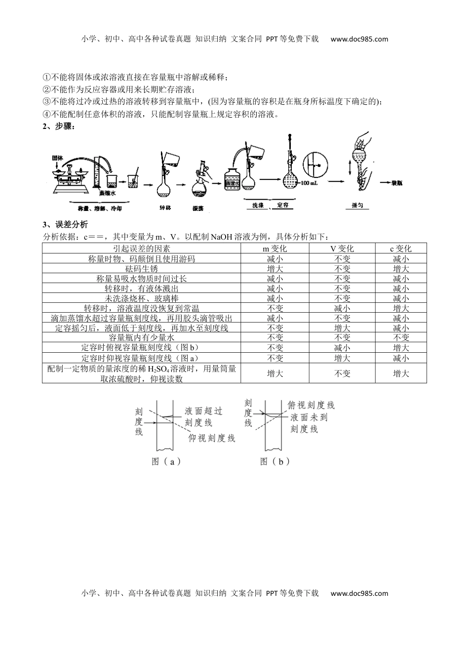 高考化学复习  考点二 物质的量在化学实验中的应用（解析版）.docx