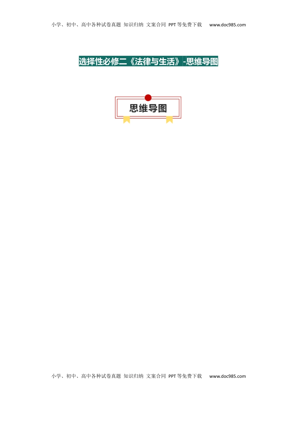 高考政治复习  选择性必修二《法律与生活》【思维导图】-【上好课】2025年高考政治一轮复习知识清单+（新高考专用）.docx