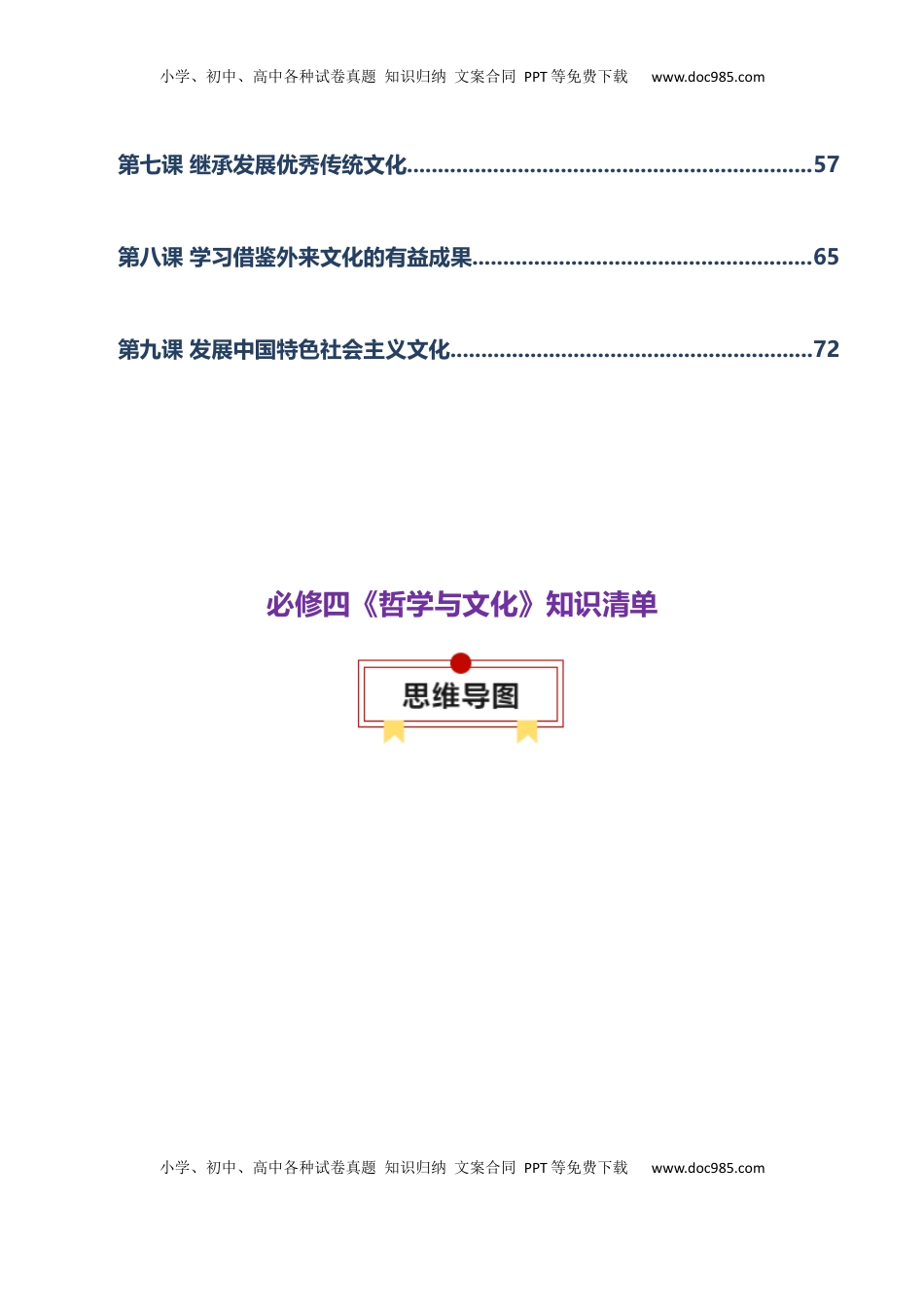 高考政治复习  必修四《哲学与文化》【知识清单】-【上好课】2025年高考政治一轮复习知识清单（新高考专用）.docx