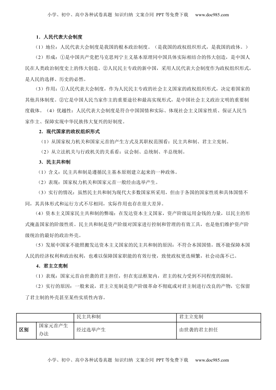 高考政治复习  考点巩固卷10 各具特色的国家（解析版）.docx