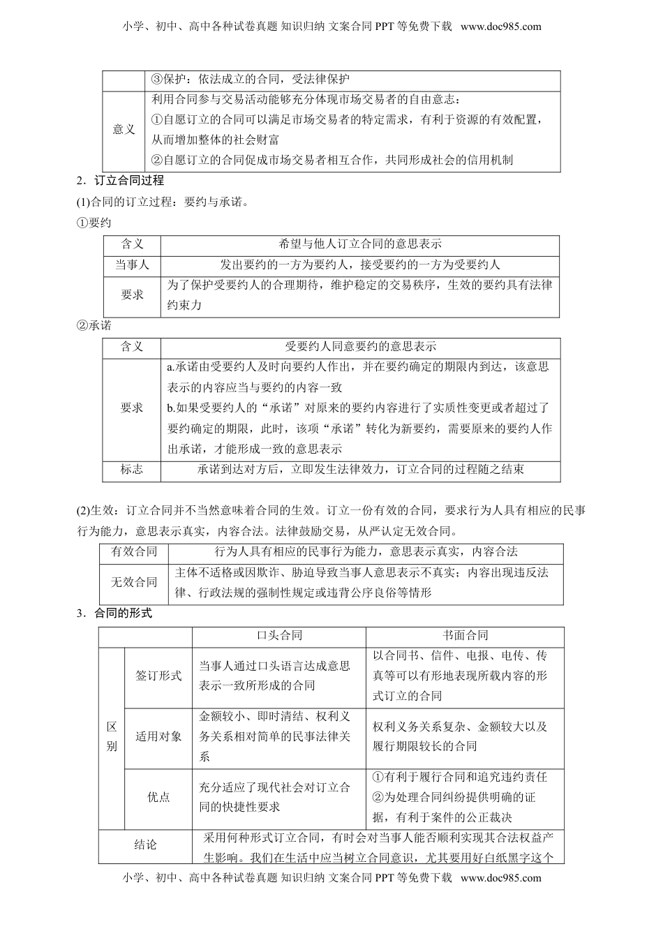 高考政治复习  第三课  订约履约  诚信为本 学案（解析版）【抢分秘籍】2025年高考政治一轮复习精讲精练.doc