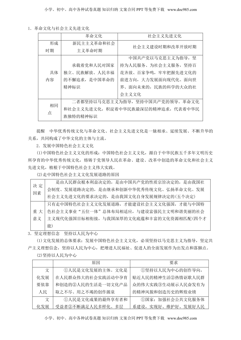 高考政治复习  第九课 发展中国特色社会主义文化 学案（解析版）【抢分秘籍】2025年高考政治一轮复习精讲精练.doc