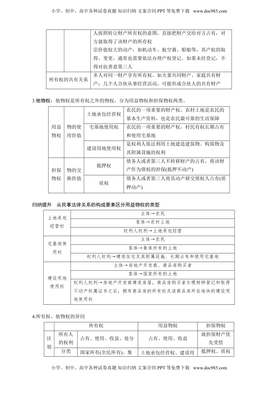 高考政治复习  第二课 依法有效保护财产权 学案（原卷版）【抢分秘籍】2025年高考政治一轮复习精讲精练.doc