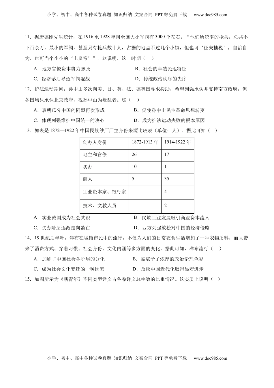 高考历史复习  单元突破卷06  辛亥革命与中华民国的建立（原卷版）.docx