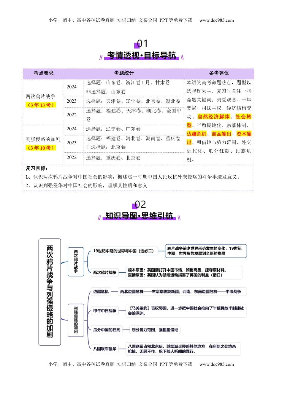 高考历史复习  第10讲 两次鸦片战争与列强侵略的加剧（讲义）（解析版）.docx
