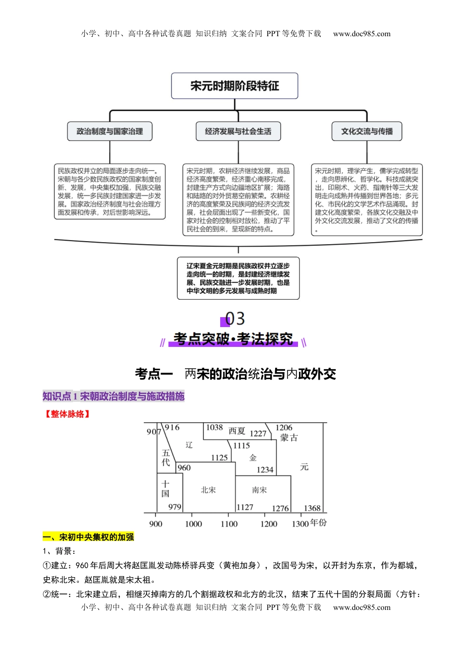 高考历史复习  第06讲 两宋的政治和军事及辽夏金元的统治（讲义）（解析版）.docx