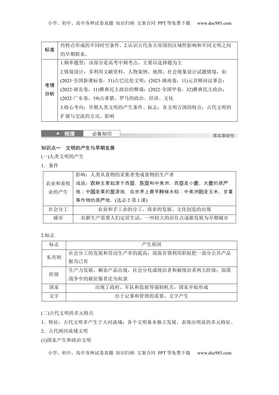 高考历史复习  板块四　第十四单元　第41讲　古代文明的产生与发展.docx