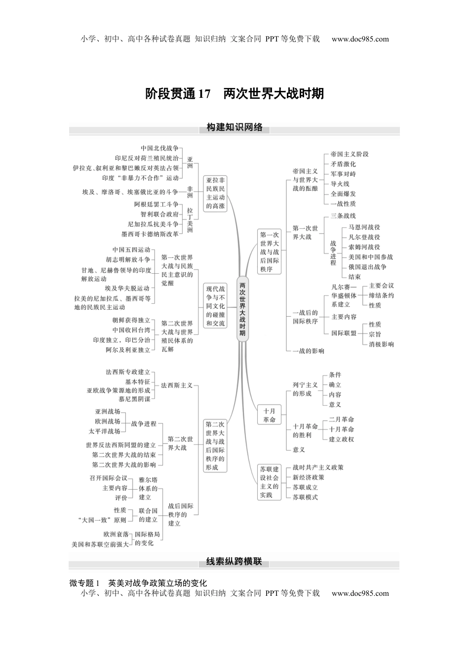 高考历史复习  板块四　第十七单元　阶段贯通17　两次世界大战时期.docx