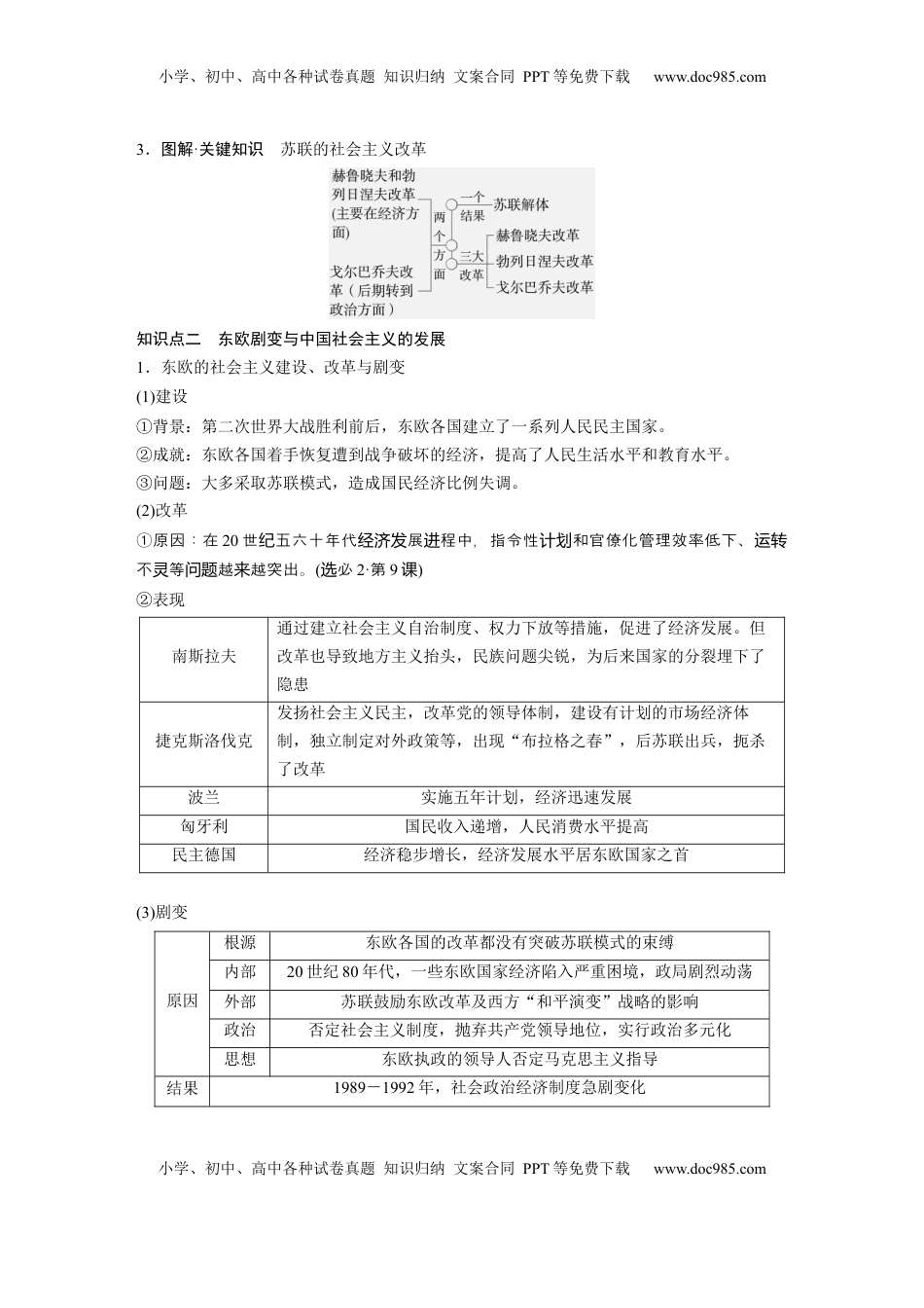 高考历史复习  板块四　第十八单元　第60讲　社会主义国家的发展与变化.docx