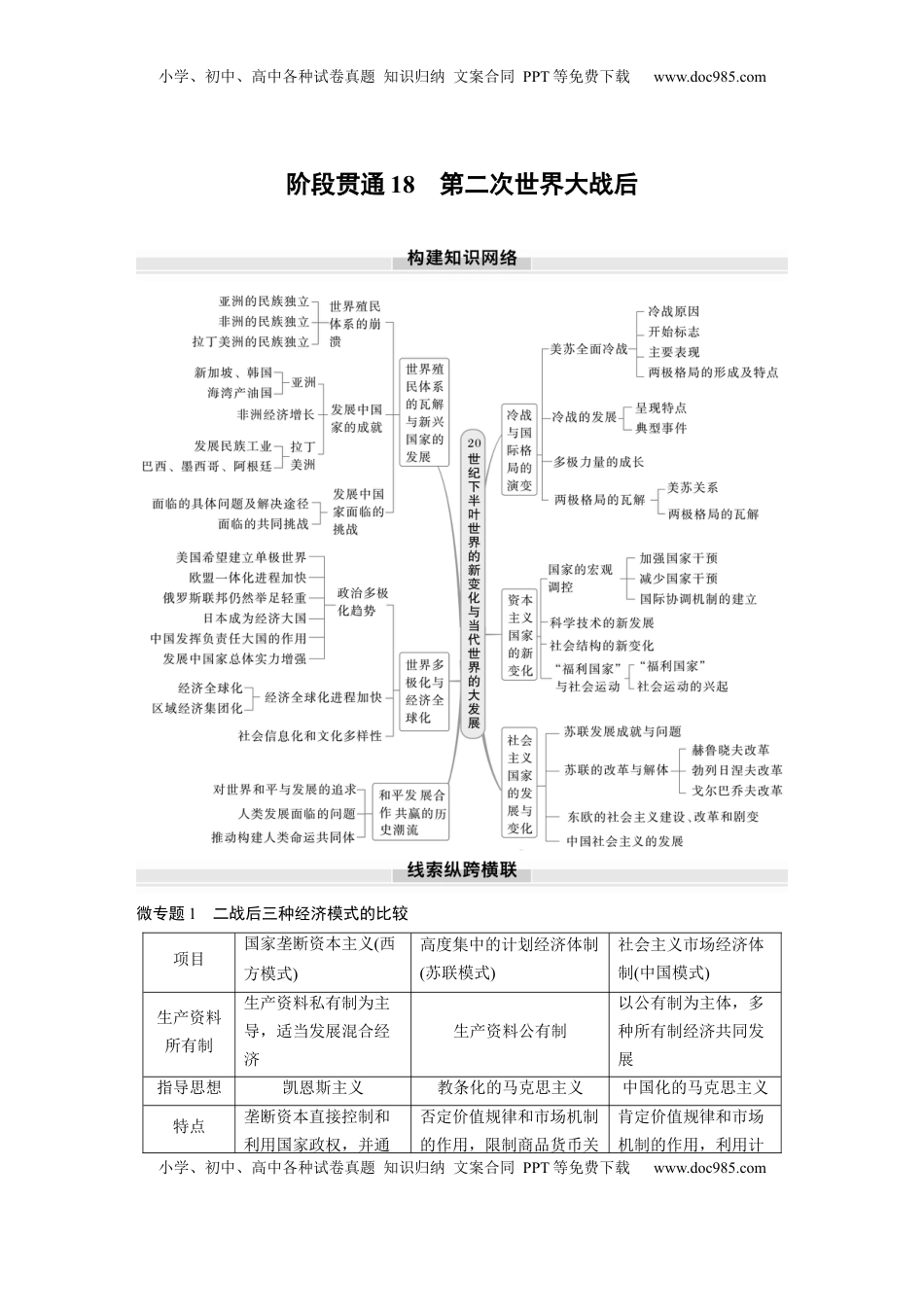 高考历史复习  板块四　第十八单元　阶段贯通18　第二次世界大战后 (1).docx