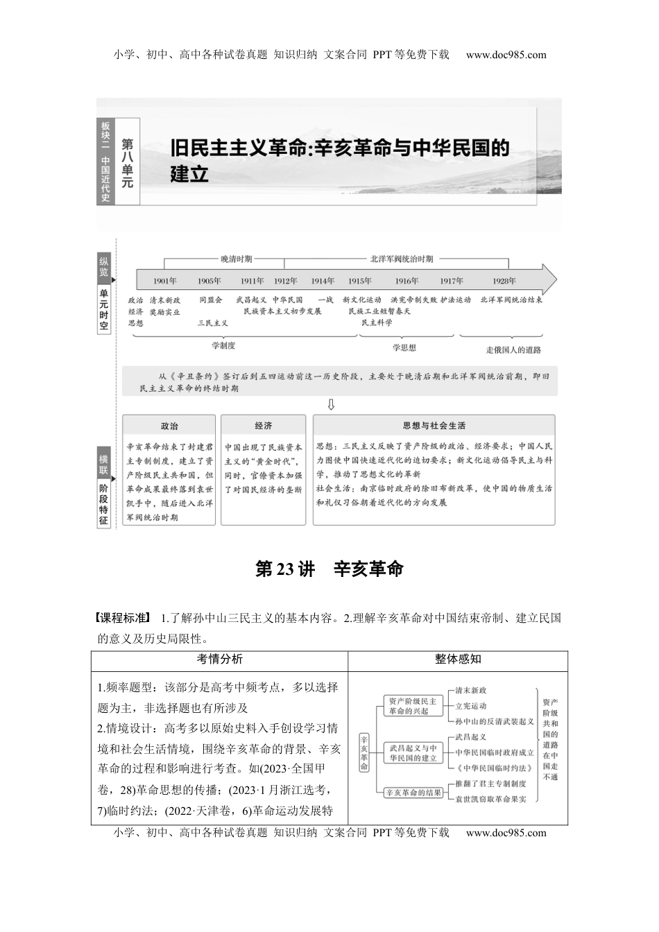 高考历史复习  板块二　第八单元　第23讲　辛亥革命 (1).docx