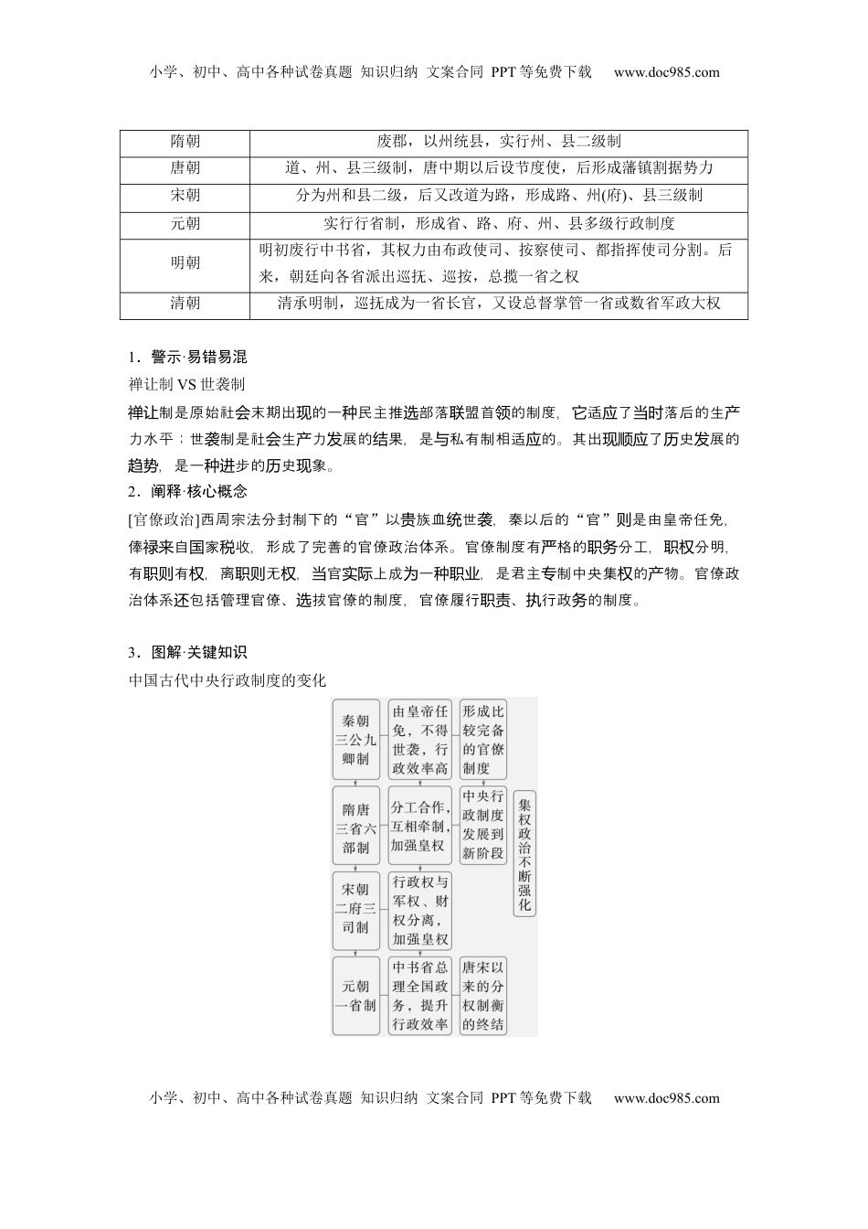 高考历史复习  版块五　第十六单元　第49讲　中国政治制度的形成与发展.docx