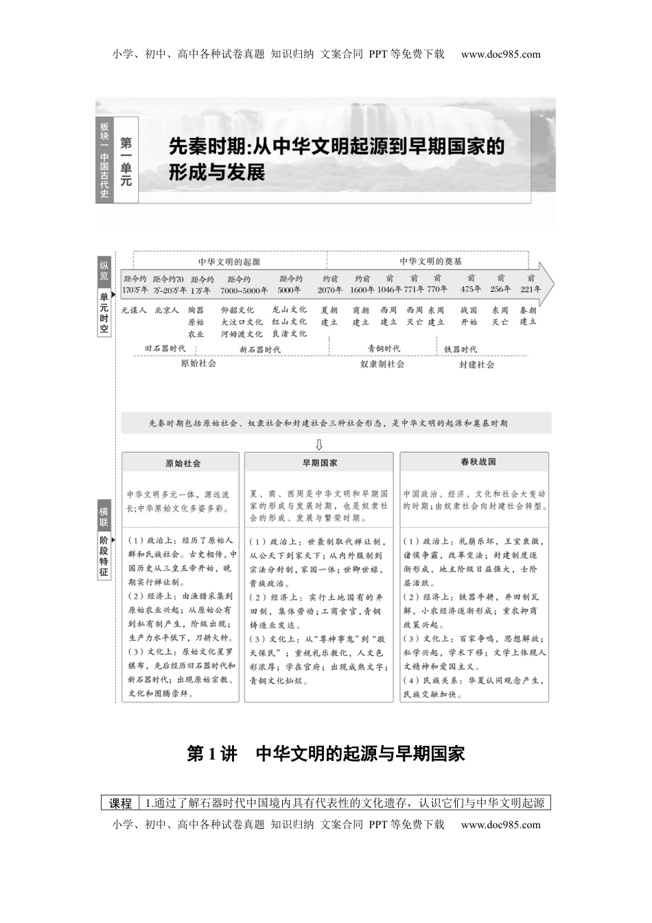 高考历史复习  板块一　第一单元　第1讲　中华文明的起源与早期国家 (2).docx