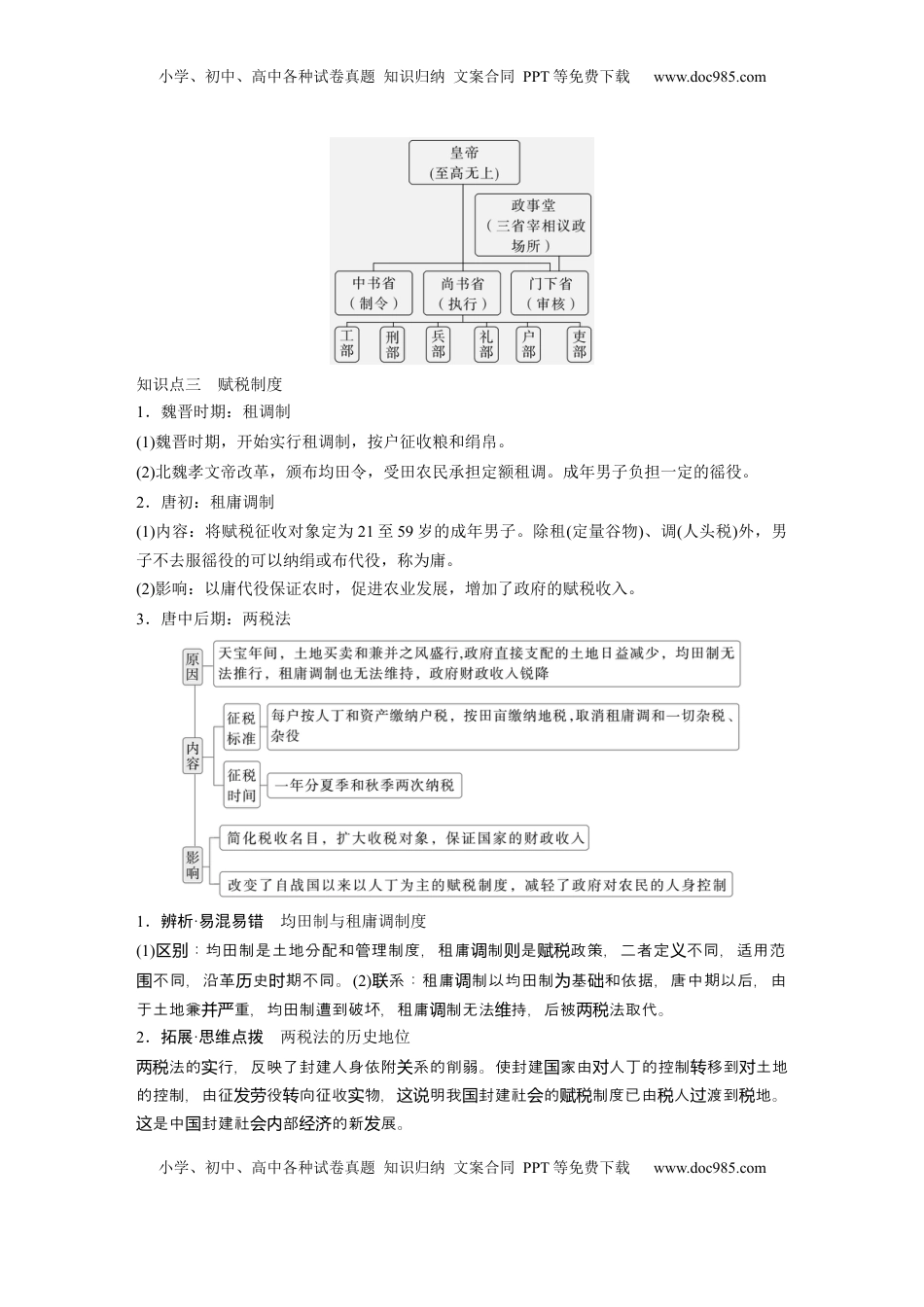 高考历史复习  板块一　第三单元　第6讲　三国两晋南北朝至隋唐的制度变化与创新 (2).docx