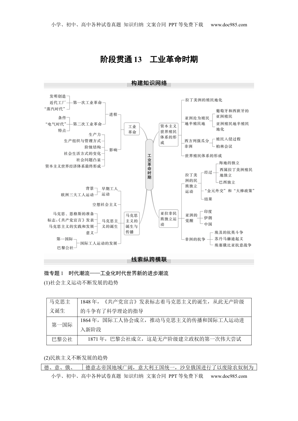 高考历史复习  板块四　第十三单元　阶段贯通13　工业革命时期.docx