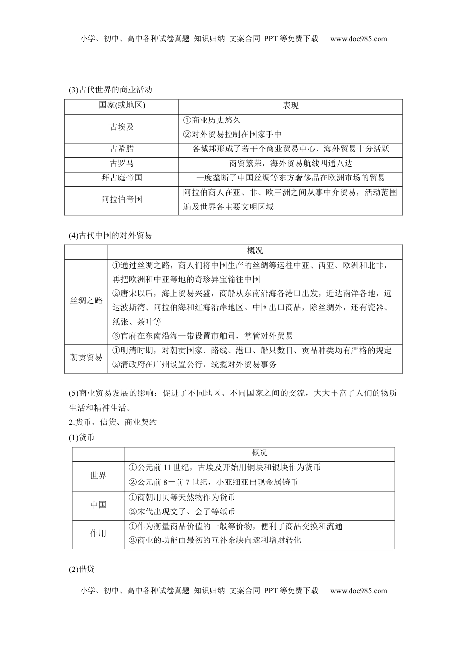 高考历史复习  版块五　第十七单元　第60讲　商业贸易与日常生活 (1).docx
