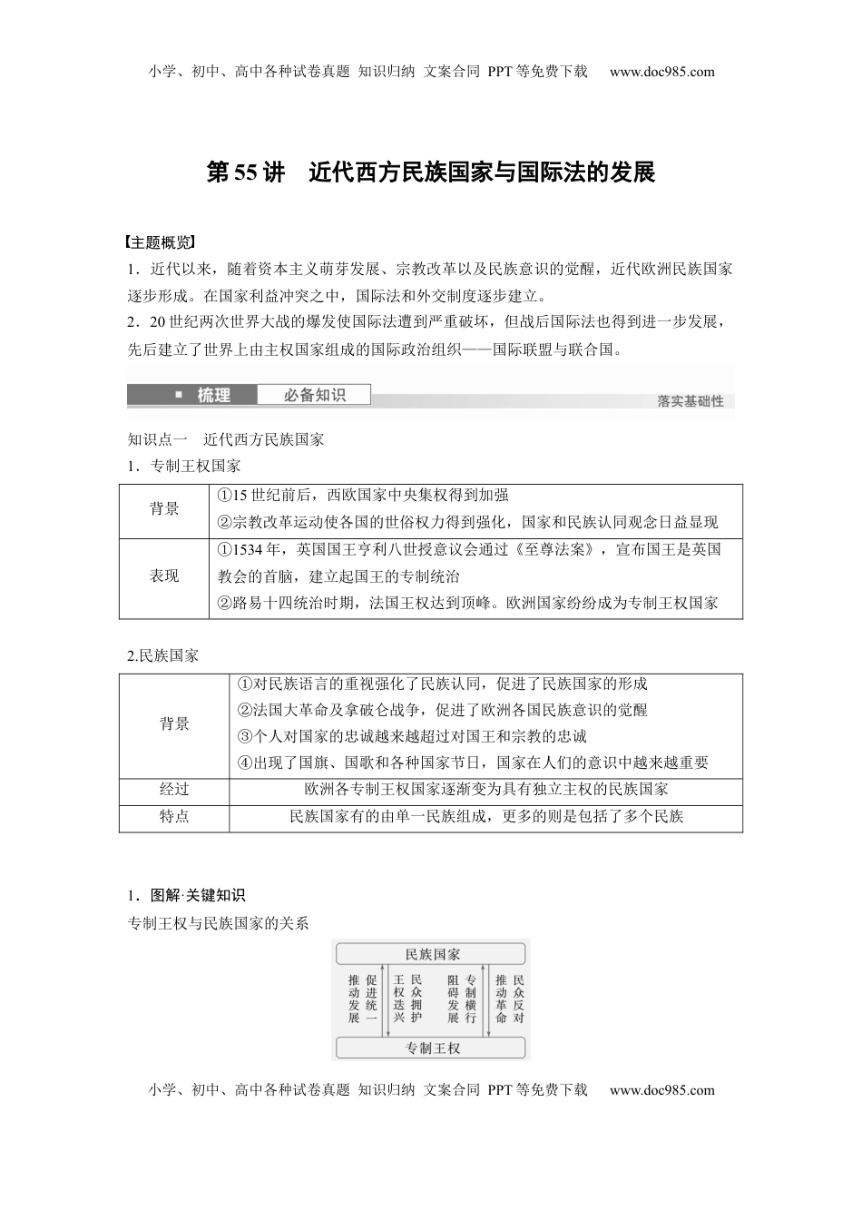 高考历史复习  版块五　第十六单元　第55讲　近代西方民族国家与国际法的发展 (1).docx