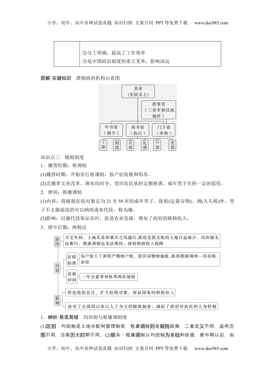 高考历史复习  板块一　第三单元　第6讲　三国两晋南北朝至隋唐的制度变化与创新 (3).docx