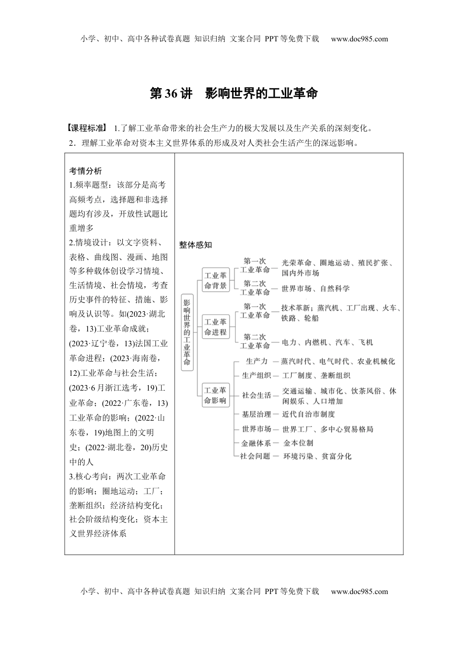 高考历史复习  板块四　第十三单元　第36讲　影响世界的工业革命 (1).docx