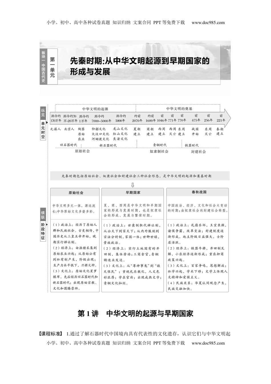高考历史复习  板块一　第一单元　第1讲　中华文明的起源与早期国家 (3).docx