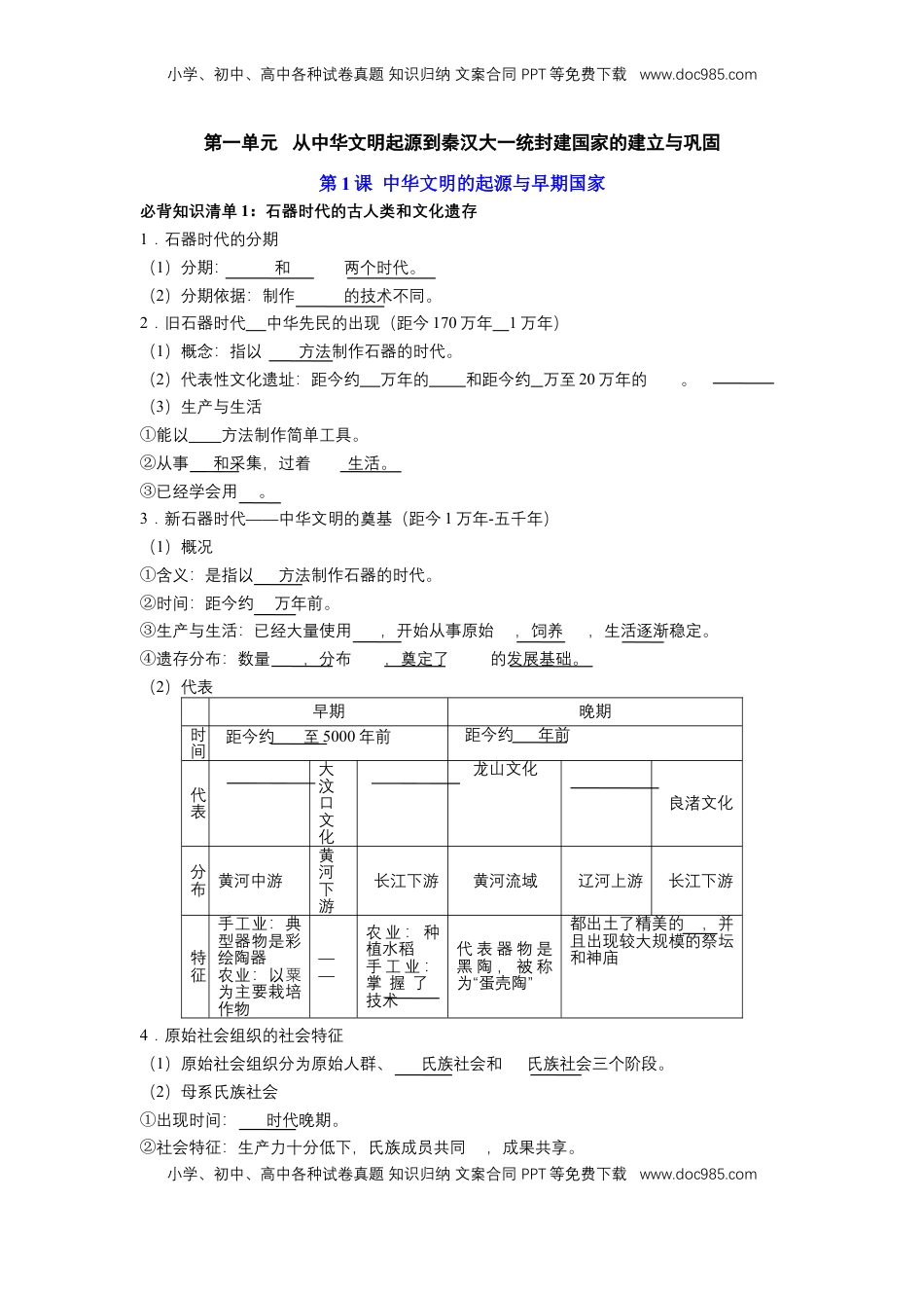 高考历史复习  历史必修 中外历史纲要（上）（学生版）66页.doc