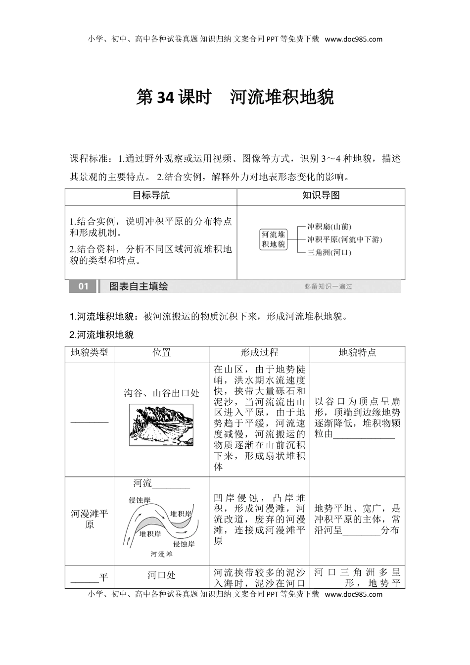 高考地理复习  2025届高中地理一轮复习讲义：第一部分自然地理第七单元地表形态的塑造第34课时　河流堆积地貌（学生版）.doc
