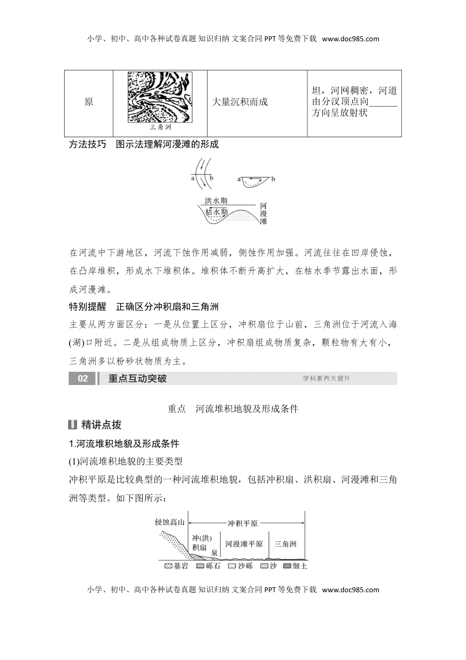 高考地理复习  2025届高中地理一轮复习讲义：第一部分自然地理第七单元地表形态的塑造第34课时　河流堆积地貌（学生版）.doc