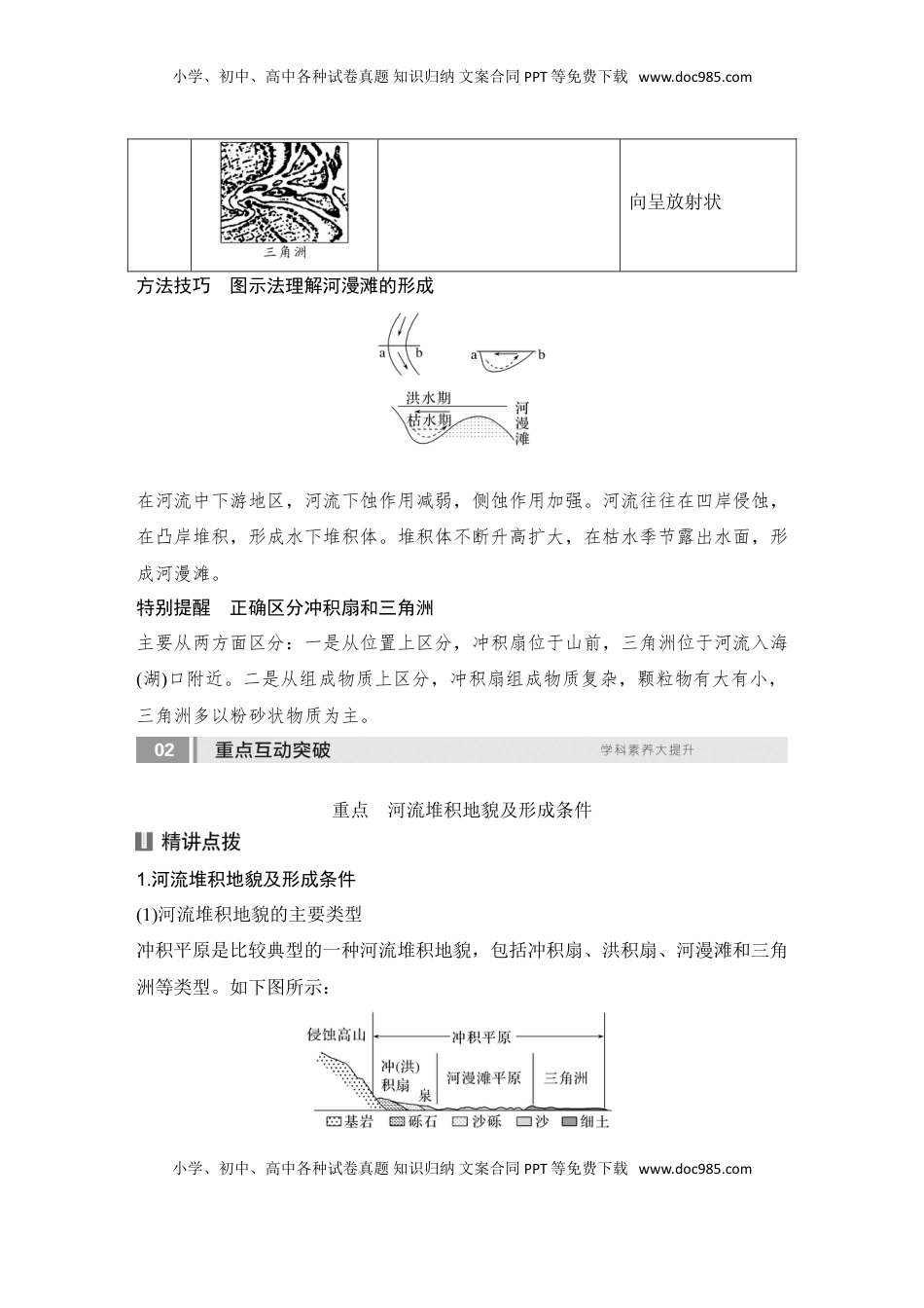 高考地理复习  2025届高中地理一轮复习讲义：第一部分自然地理第七单元地表形态的塑造第34课时　河流堆积地貌（教师版）.doc