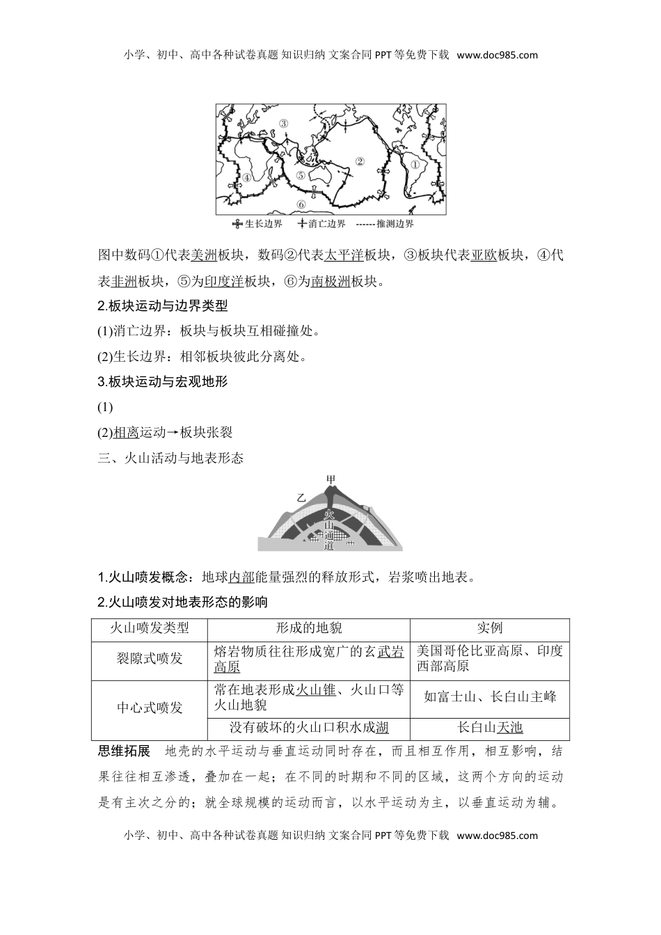 高考地理复习  2025届高中地理一轮复习讲义：第一部分自然地理第七单元地表形态的塑造第29课时　内力作用与地表形态（教师版）.doc