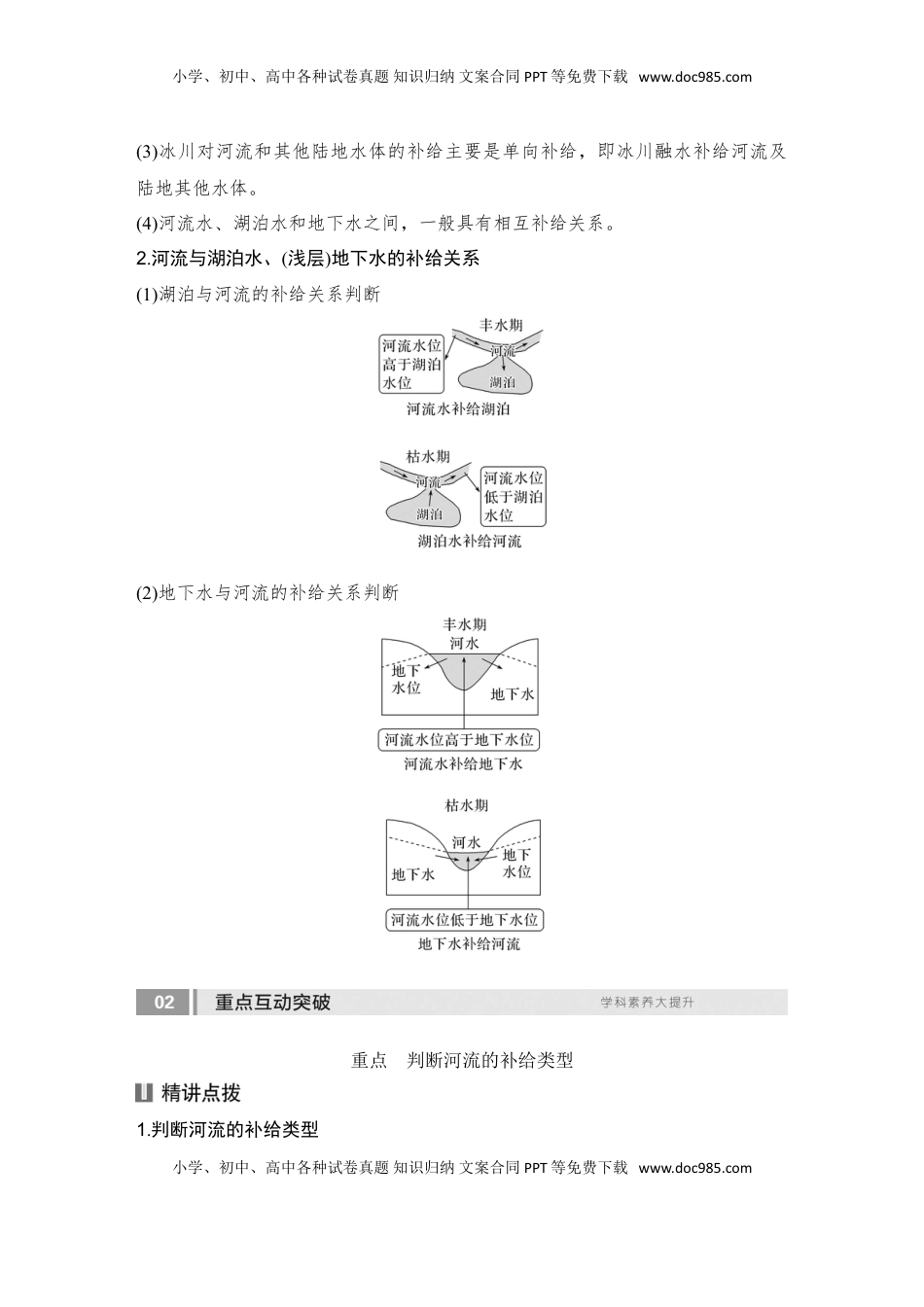 高考地理复习  2025届高中地理一轮复习讲义：第一部分自然地理第六单元地球上的水第23课时　陆地水体间的相互关系（教师版）.doc