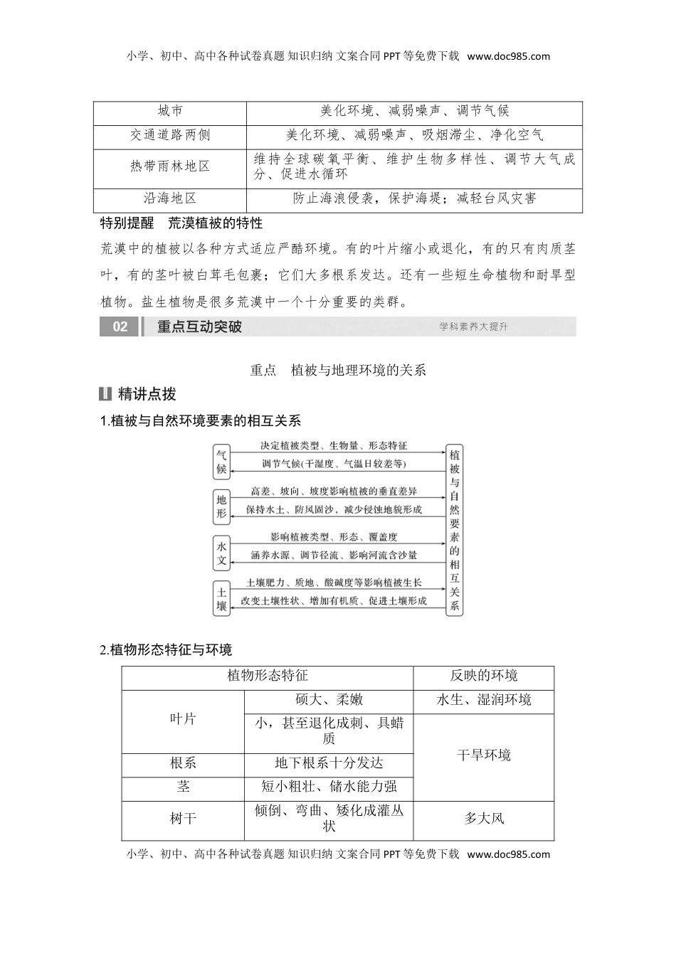 高考地理复习  2025届高中地理一轮复习讲义：第一部分自然地理第八单元自然环境的整体性与差异性第38课时　植被（学生版）.doc