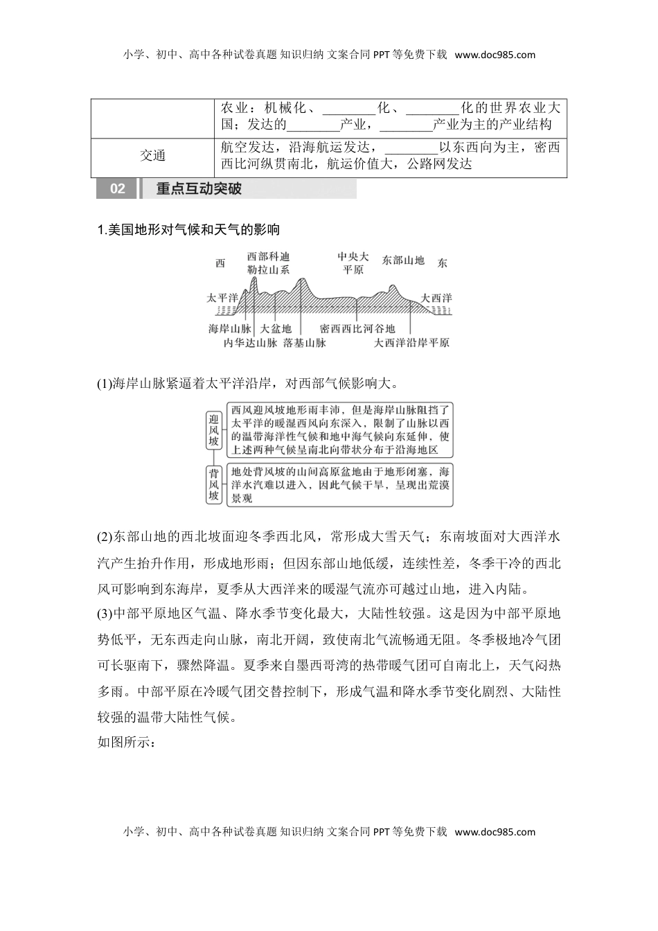 高考地理复习  2025届高中地理一轮复习讲义：第五部分区域地理第二十一单元世界热点区域第85课时　美国　巴西　澳大利亚（学生版）.doc