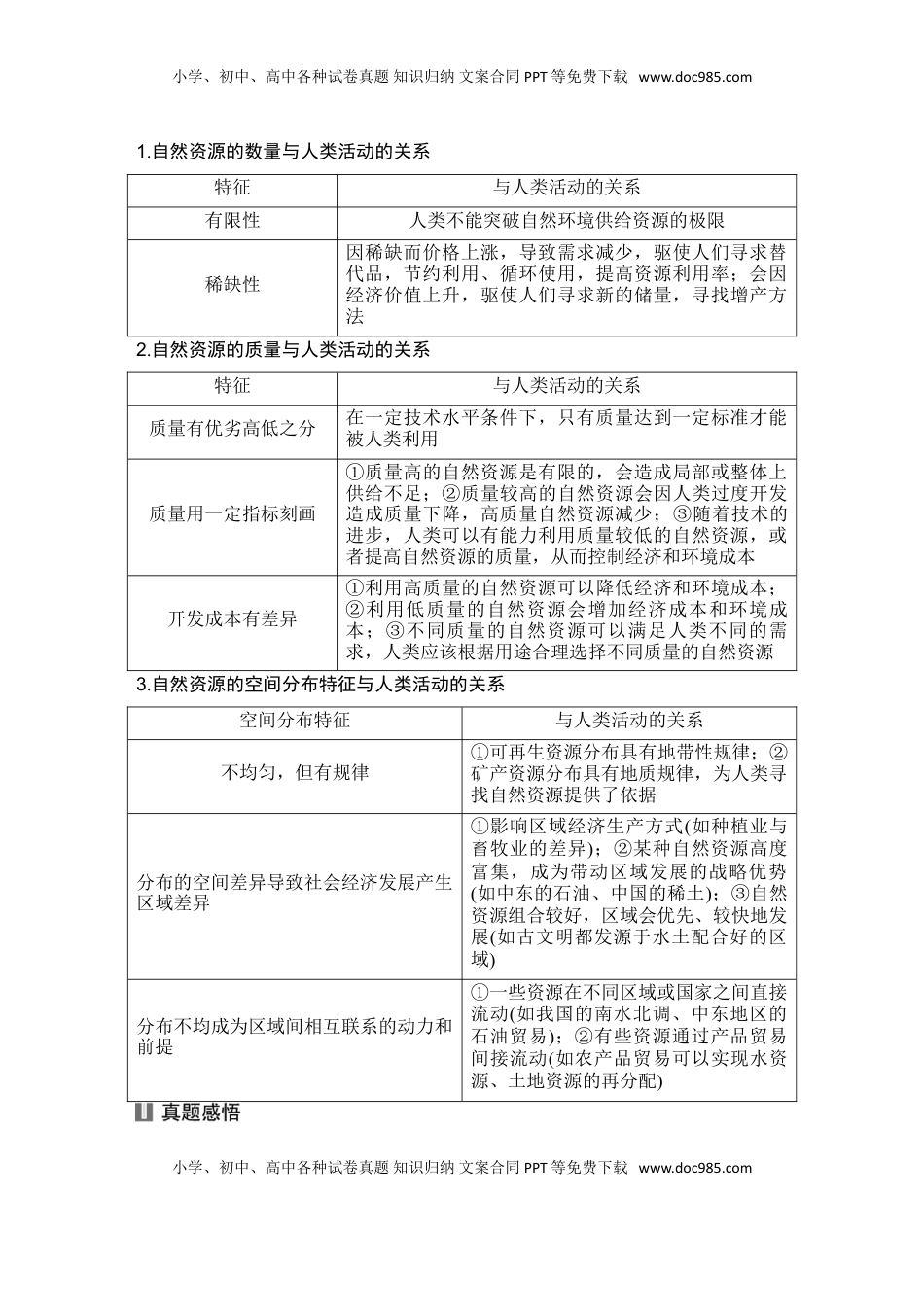 高考地理复习  2025届高中地理一轮复习讲义：第四部分资源、环境与国家安全第十八单元自然资源与人类社会第73课时　自然资源及其利用（学生版）.doc