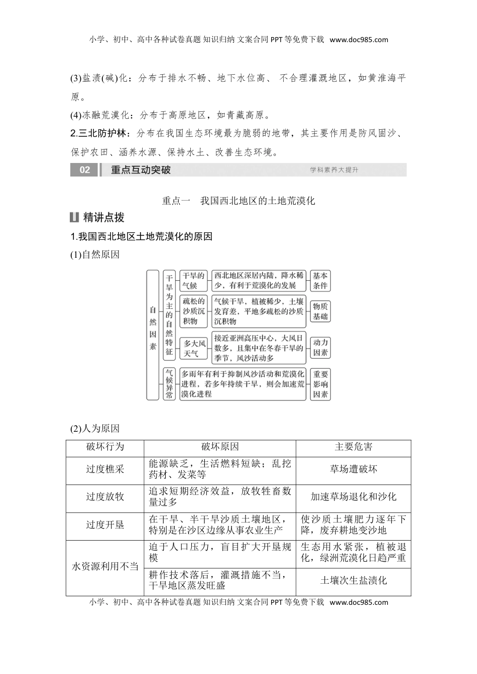 高考地理复习  2025届高中地理一轮复习讲义：第三部分区域发展第十五单元区域与区域发展第64课时　生态脆弱区的综合治理（教师版）.doc