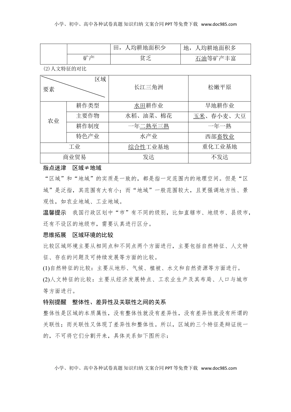 高考地理复习  2025届高中地理一轮复习讲义：第三部分区域发展第十五单元区域与区域发展第62课时　区域与区域发展（教师版）.doc