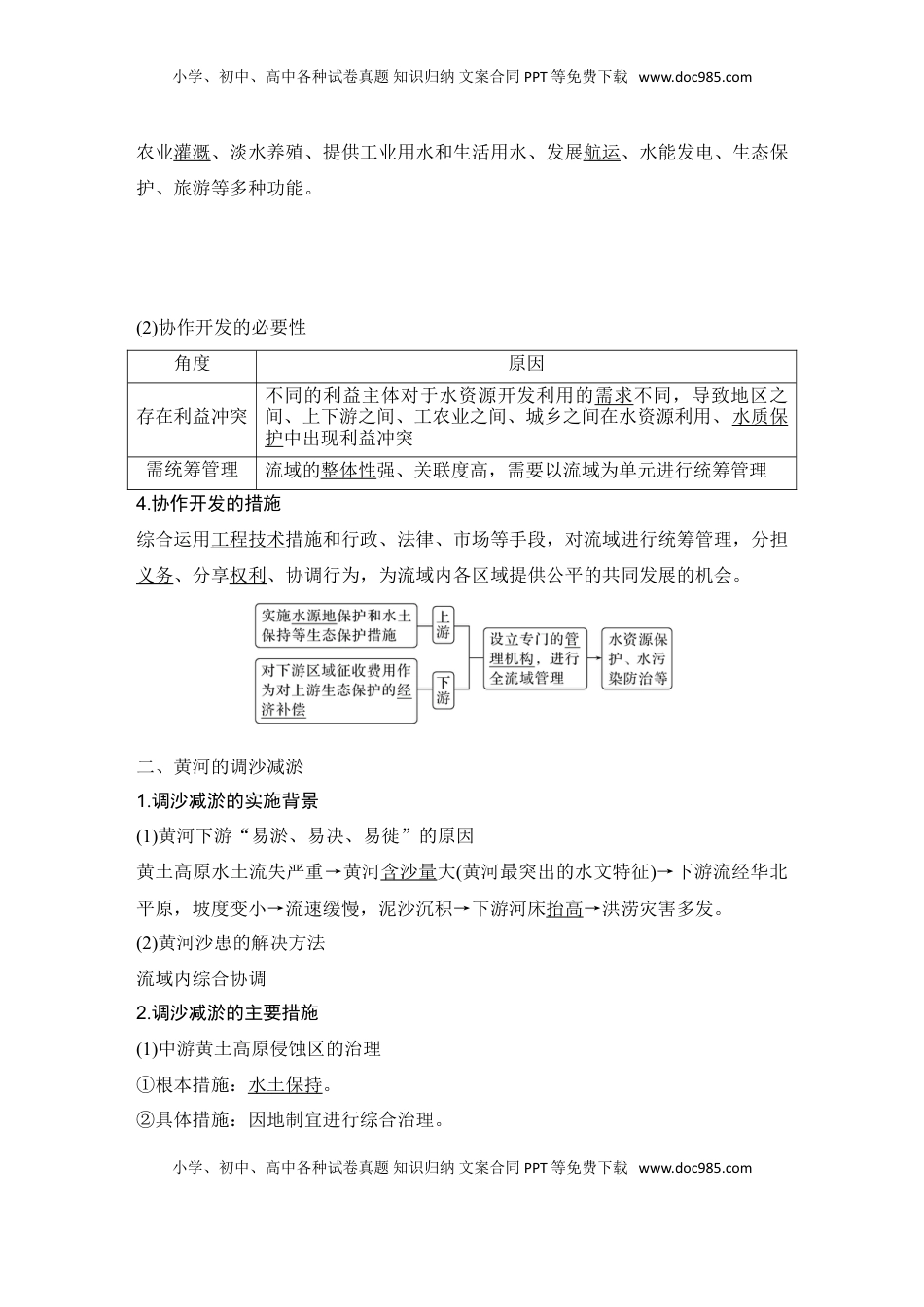 高考地理复习  2025届高中地理一轮复习讲义：第三部分区域发展第十七单元区际联系与区域协调发展第68课时　流域内协调发展（教师版）.doc