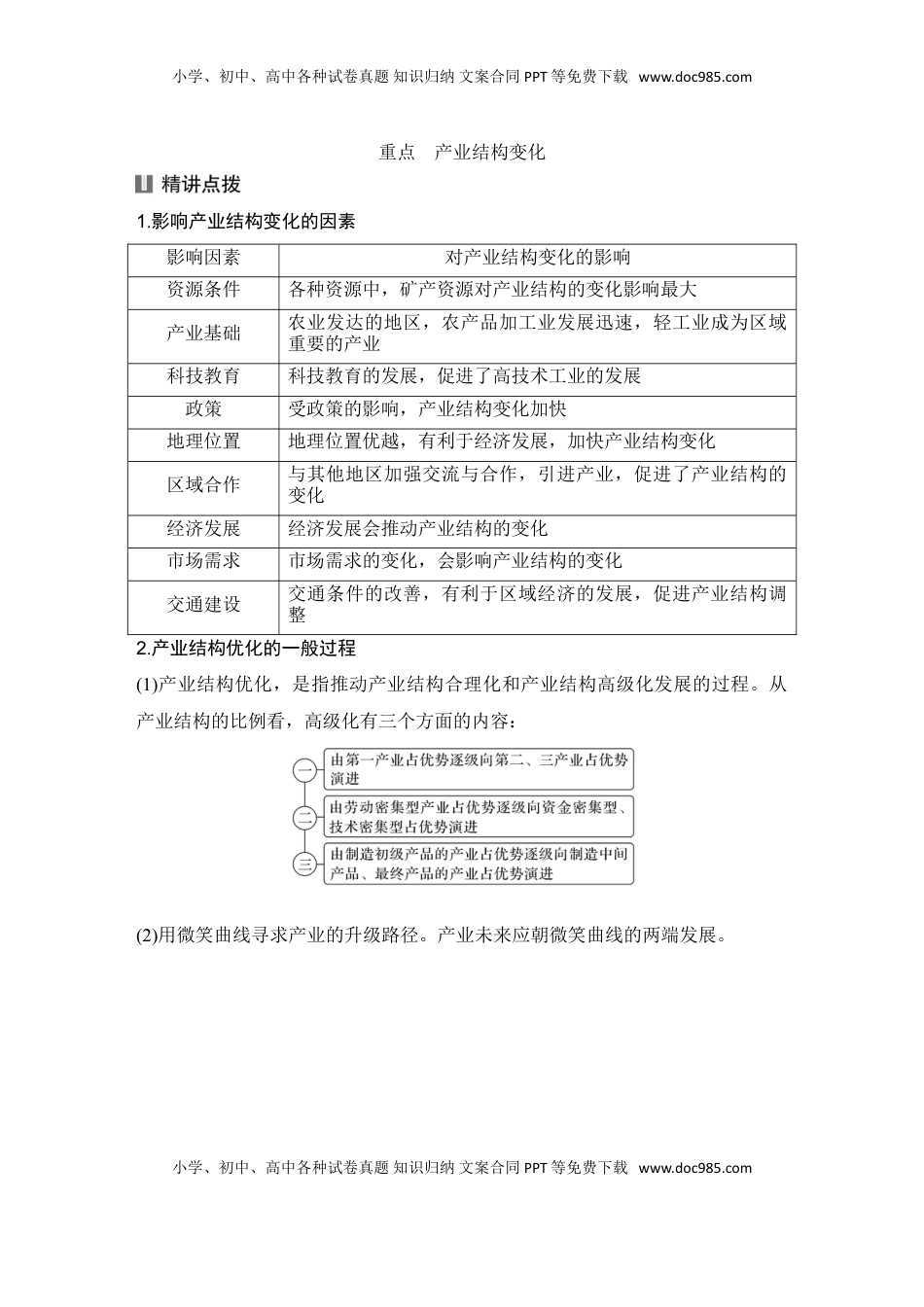 高考地理复习  2025届高中地理一轮复习讲义：第三部分区域发展第十六单元城市、产业与区域发展第67课时　地区产业结构变化（学生版）.doc