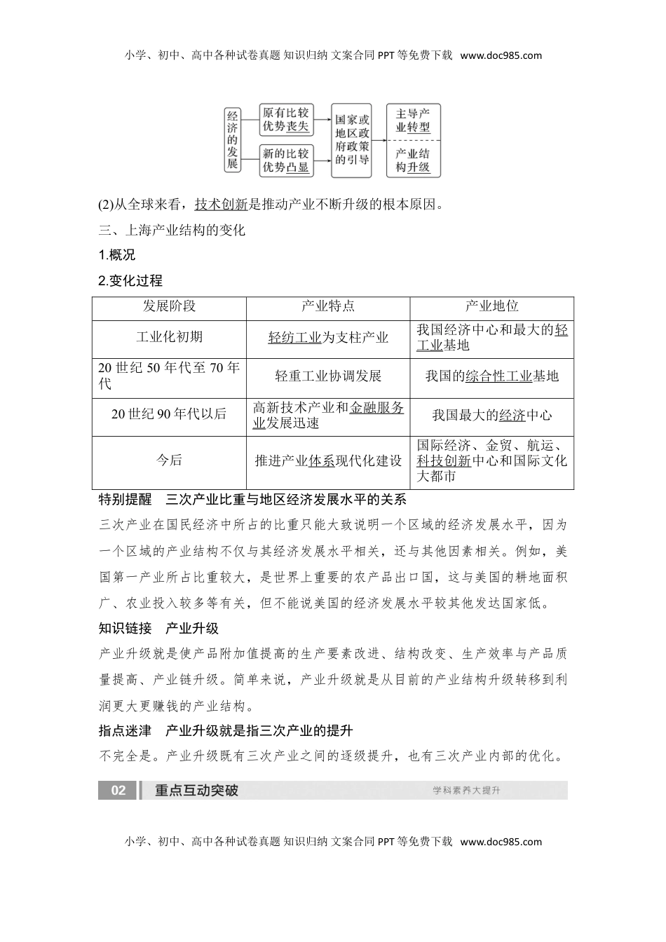 高考地理复习  2025届高中地理一轮复习讲义：第三部分区域发展第十六单元城市、产业与区域发展第67课时　地区产业结构变化（教师版）.doc
