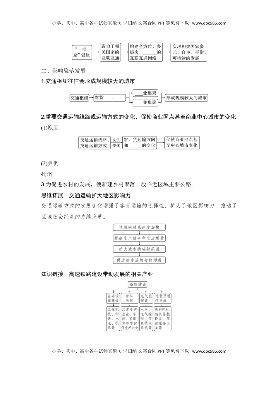高考地理复习  2025届高中地理一轮复习讲义：第二部分人文地理第十三单元交通运输布局与区域发展第57课时　交通运输布局对区域发展的影响（学生版）.doc