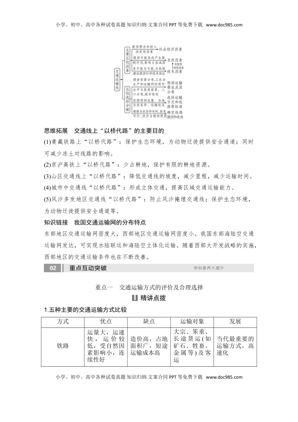 高考地理复习  2025届高中地理一轮复习讲义：第二部分人文地理第十三单元交通运输布局与区域发展第56课时　区域发展对交通运输布局的影响（学生版）.doc